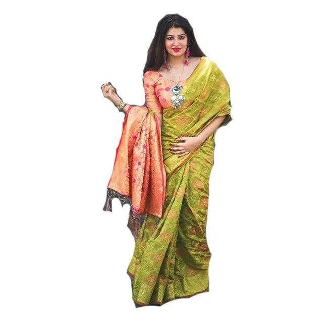 Белое сари с красной границей/хлопковое сари/сари