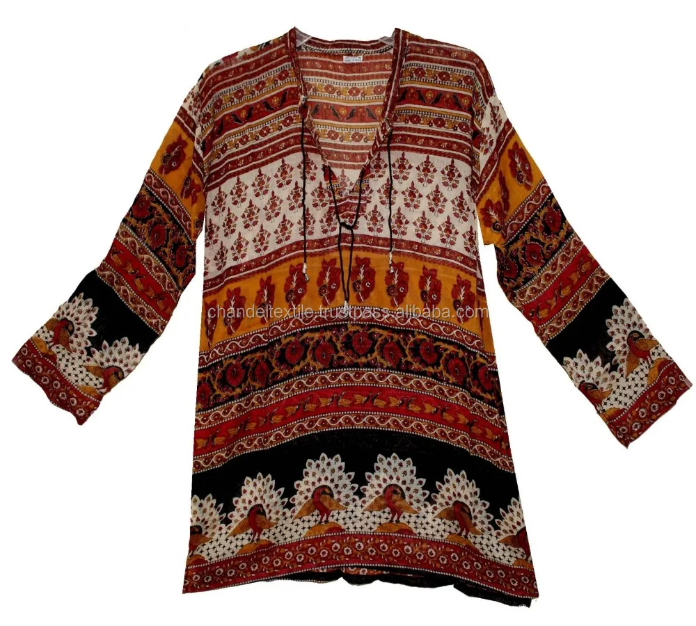 Indian boho cotton ethnic TOP HIPPIE vintage look TUNIC Dress Tunic Floral Animals Bollywood cotton blouse tunic top kurtis