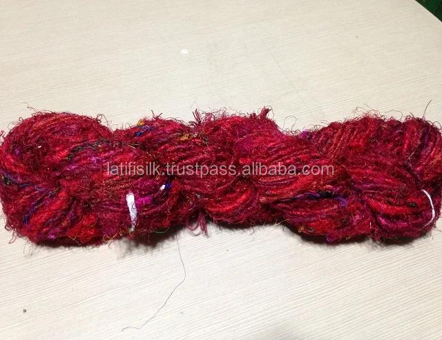 Recycle sari silk Yarn Hand made handspun sustainable yarn made from factory silk waste for knitting crochet Art and craft