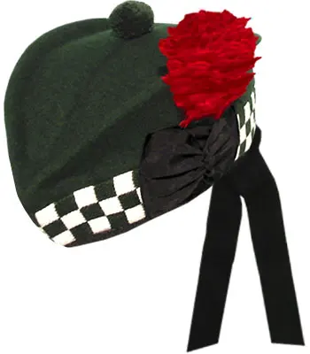 
Wholesale Glengarry diced black wool scottish bagpipe hat 