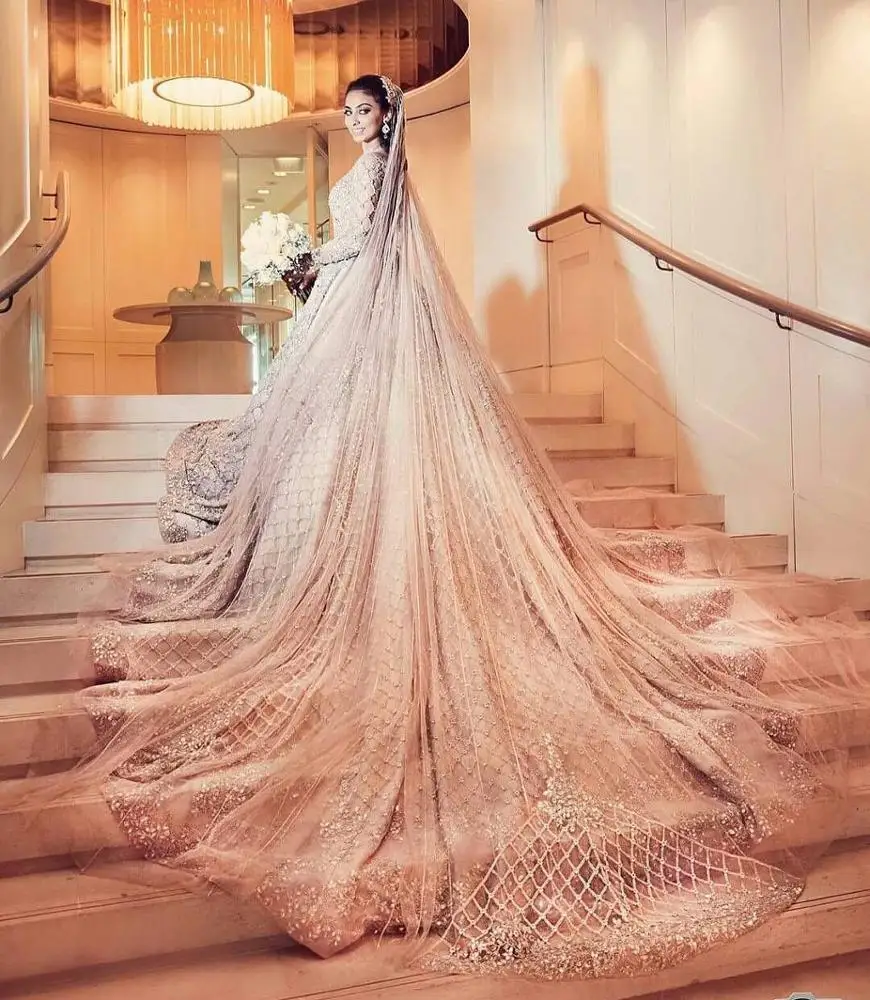 Pakistani long trail wedding dresses