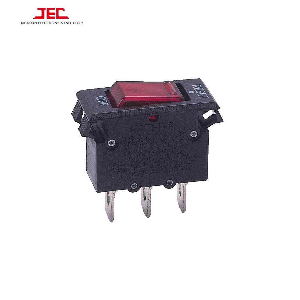 JEC Taiwan Circuit Breaker Switch electrical rocker switch Illuminated red neon light