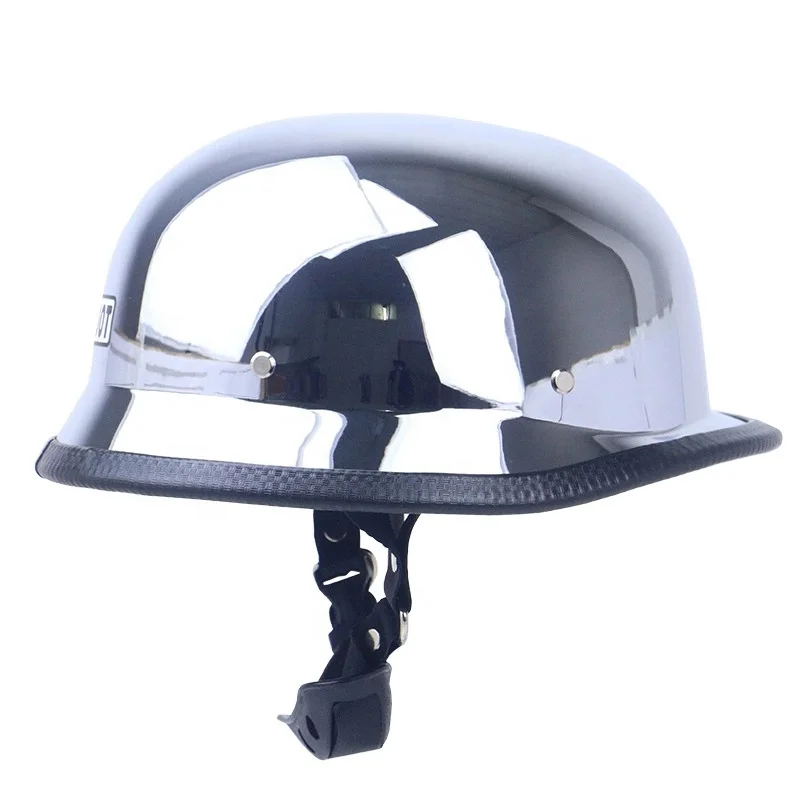 German Style Helmet Electroplating Chrom Silver Retro Motorcycle Outside Riding Half Face Helmet With Goggles