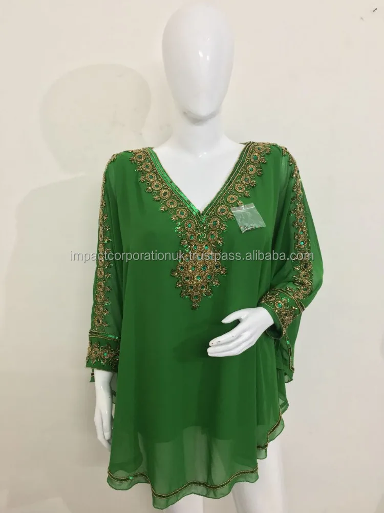 Beaded Sequins Kaftan Caftan Top Woman Blouse Woman Most Demanded Embroidered Summer Long Sleeve Adults Georgette women kaftan
