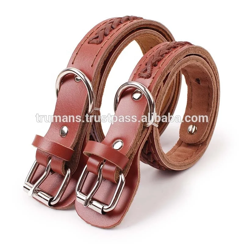 Personalized Solid Western Style Leather Muzzle Lead & Collar for Large Pet Dogs