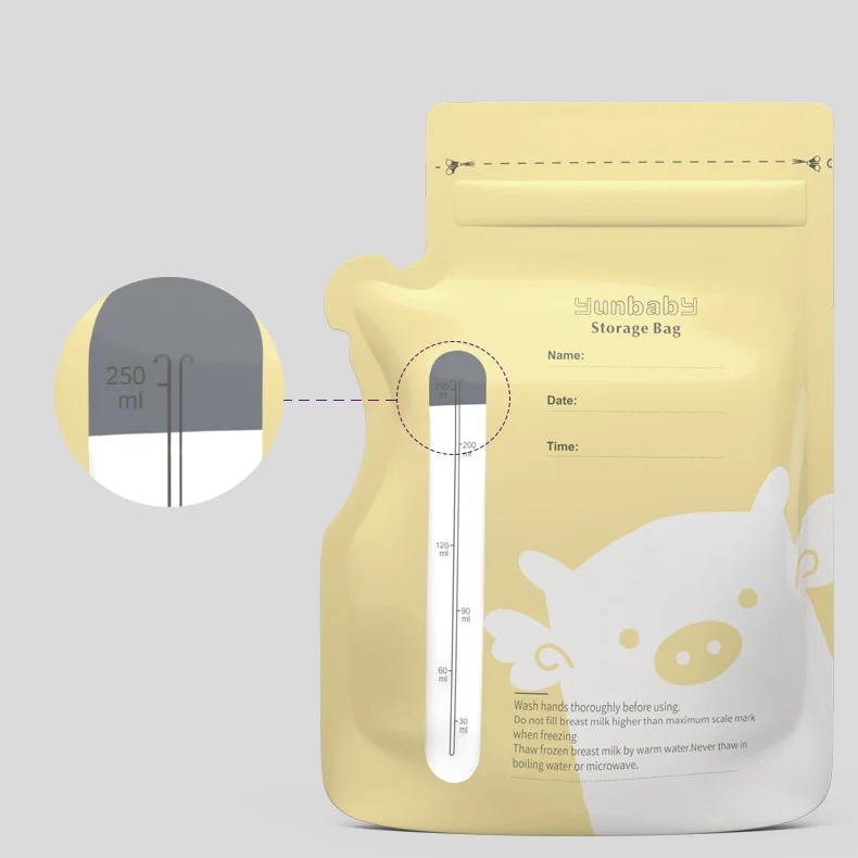 Double Zipper BPA Free Food Grade Breast Milk Storage Bag Stand Up Plastic Liquid Milk Bags