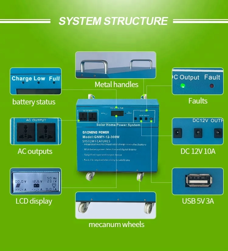 
300watt complete solar panel system mobile power generator 