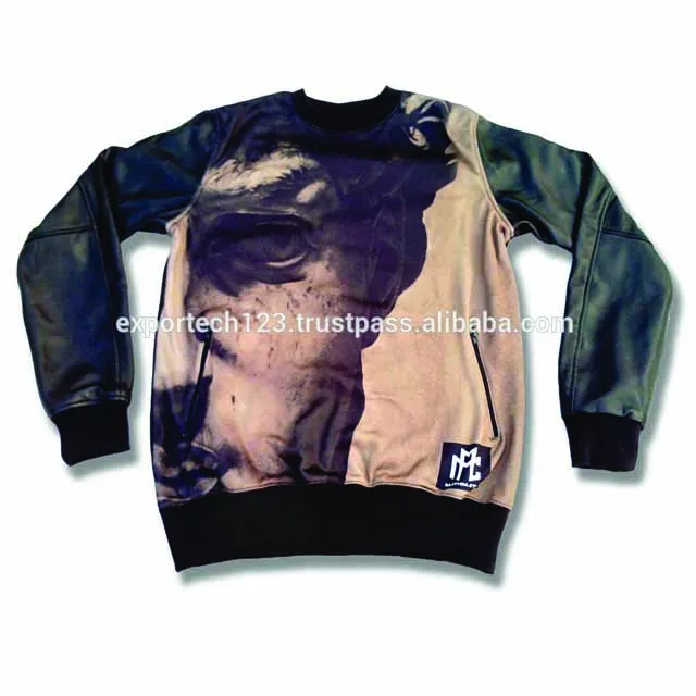 
Leather sleeves gents sweet shirt 