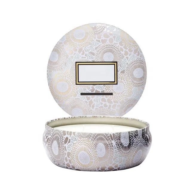 round with clear lid candle custom tin box