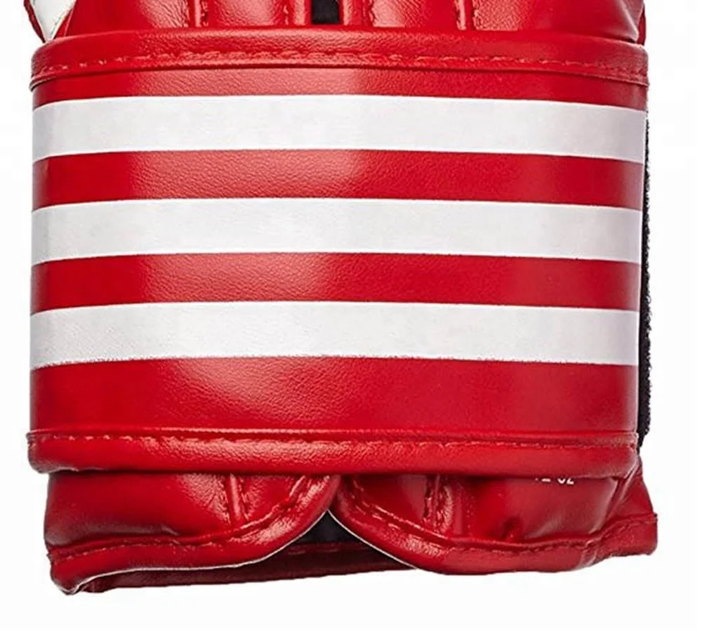 New Custom Made Leather Red with White Stripes Boxing Muay Thai Kick Boxing Bokshandschoenen MMA Training Boks Handskoene ME-130