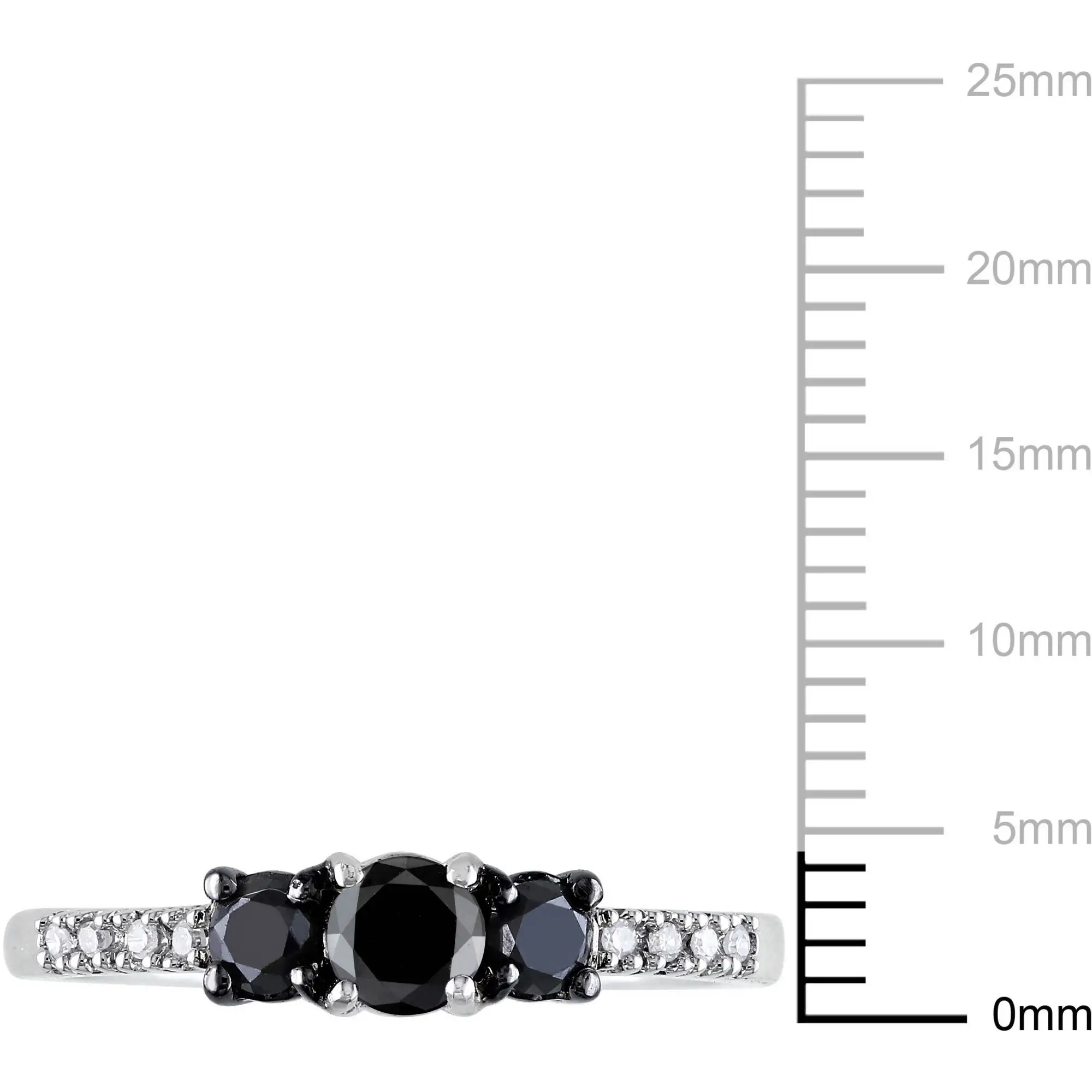 2.40 Carat Three Stone Black Diamond Ring Engagement in 14k White Gold , Three Stone Ring 14k Gold,3 Stone Diamond Ring