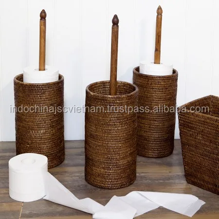 Rattan wicker toilet roll holder perfect for bathroom
