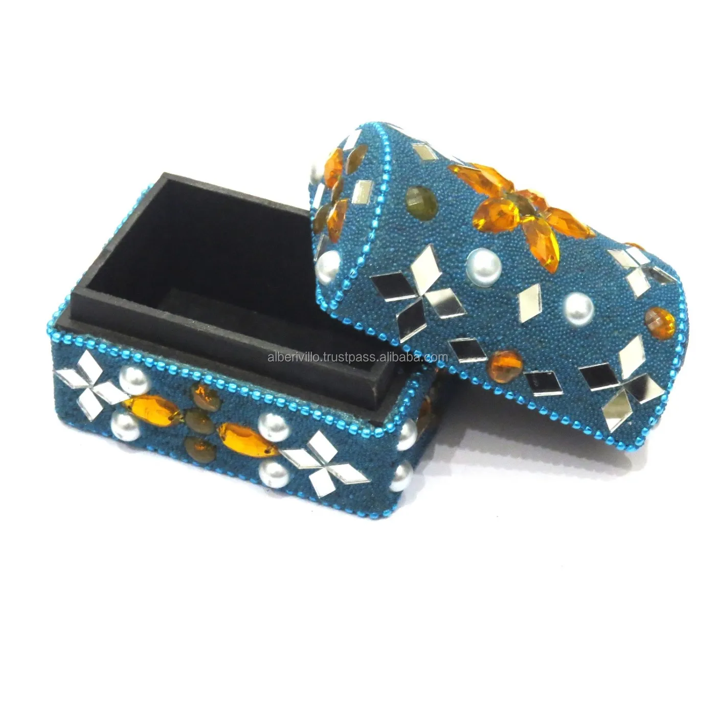 Ready to Ship Small Decorative Jewelry Boxes Designer Lac Glitter Beaded Storage  Box Indian Wedding Favor Pill Box