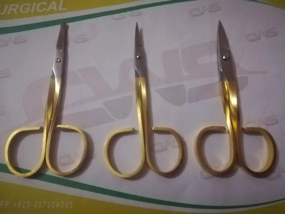 
Stainless Steel Gold Color Nail Cuticle Eyebrow Eyelash Nose Hair Scissor 