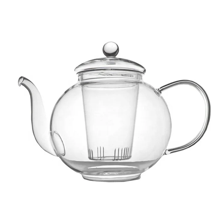 Premium high quality clear borosilicate transparent glass infusion tea warmer pot