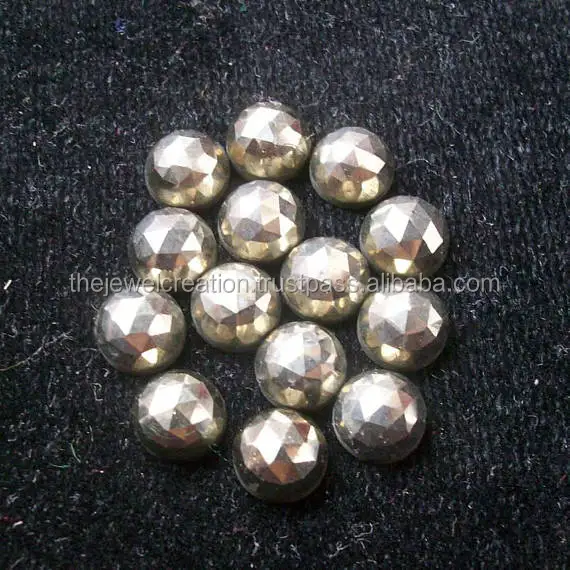6mm Natural Golden Pyrite Stone Rose Cut Round Loose Calibrated Cabochon Gemstone From Manufacturer Suppliers at Wholesale Price