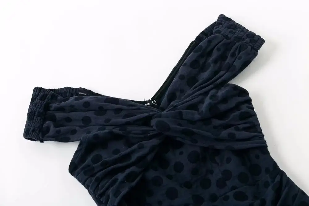 Folds decorate solid color straight collar stitching slim ruffle dress women