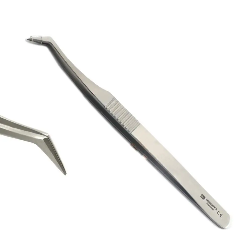 Dental Tweezer Anti Static Eyelash Extension Volume L-Type Stainless Steel