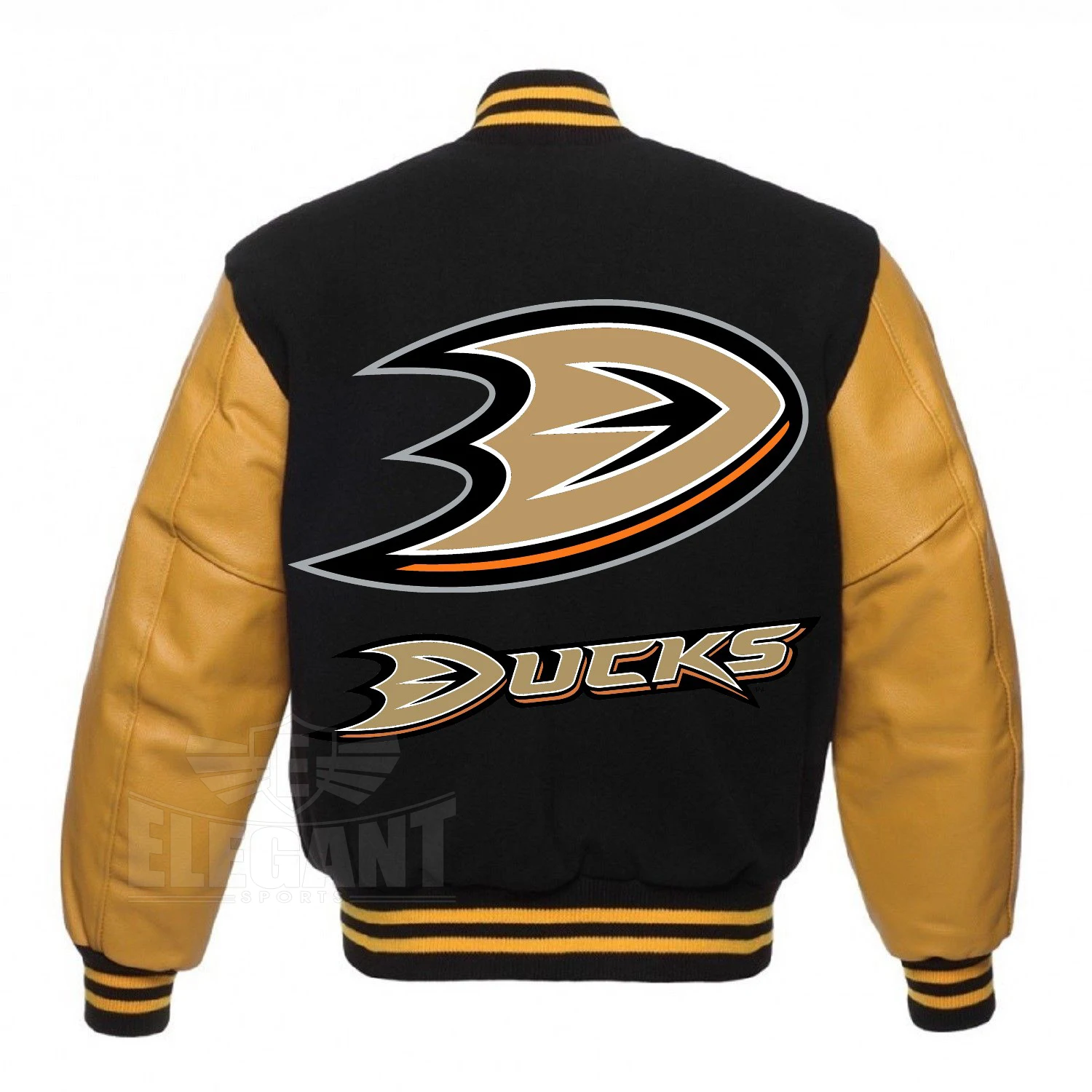 OEM Custom Printed DOLPHINS  front Varsity Jackets with striped knit cuffs Wholesale price for team sports clubs