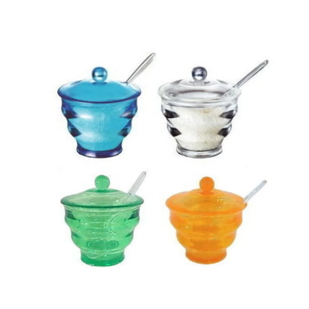 BPA free Plastic Acrylic Clear Sugar bowl with lid