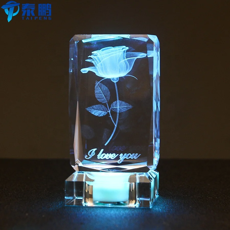 
Best selling 3d laser wedding decorations favors for crystal cube rose 