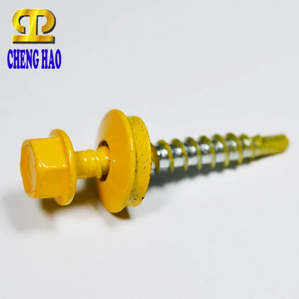 Taiwan Steel C1022 Color Head  Hex Flange With Rubber Washer Self Tapping EPDM ON RAL Roofing Screws
