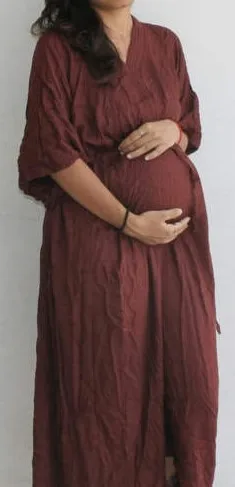 
Brown Delivery Nursing Gown Pregnancy Caftan Oversized Maternity Gown Dress 