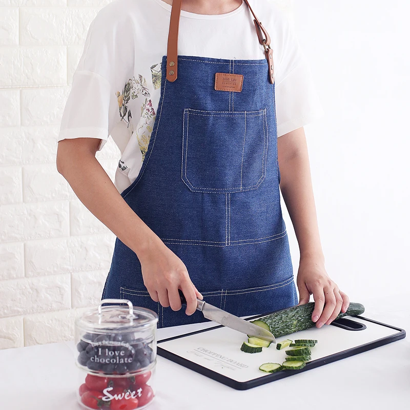 2020 Hot Products Custom Cooking Kitchen Barber Cotton Fabric Denim Garden Welding Leather Fashion Apron