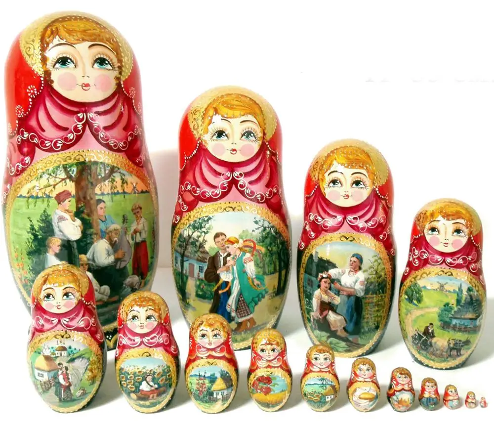 Summer Style Vinous Images Nesting Dolls Where To Buy Russian Dolls Stacking Dolls Educational Toys Wooden Set 15 pc