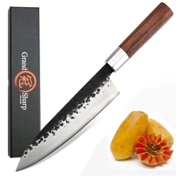 Handmade Chef Knife Japanese Kitchen Knives High carbon Steel Gyuto PRO Slicing Cooking Tools African Wood Handle Gift Box