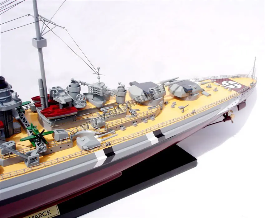 BISMARCK CAMOUFLAGE WOODEN MODEL BOAT - WOODEN HANDICRAFT MODEL