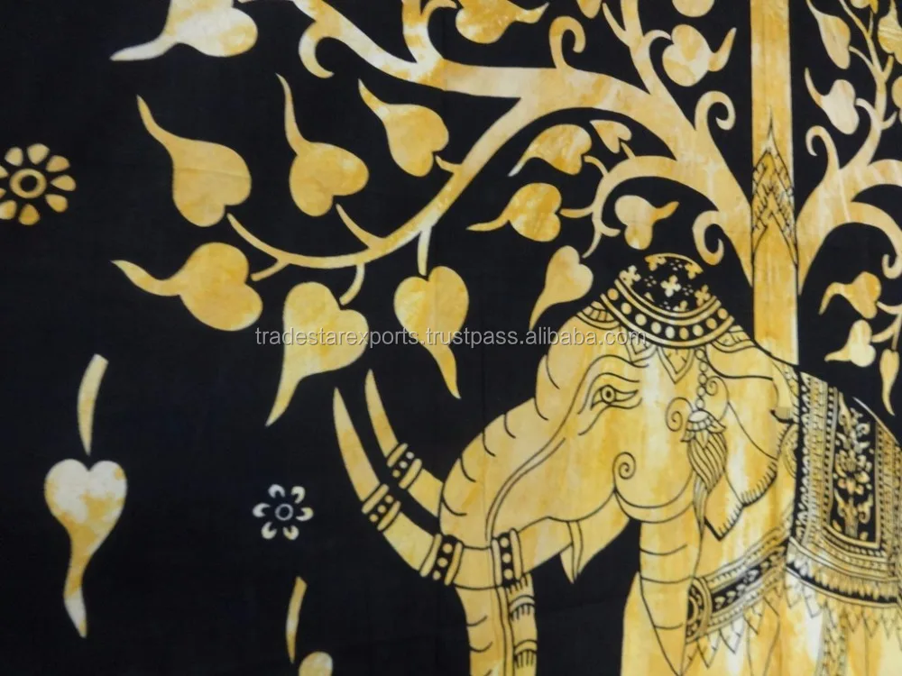 Tree of life Indian Cotton Printed Tapestries Mandala Wall Hanging Tapestry Tree Of Life Wall Hanging Gold Indian Tapestry