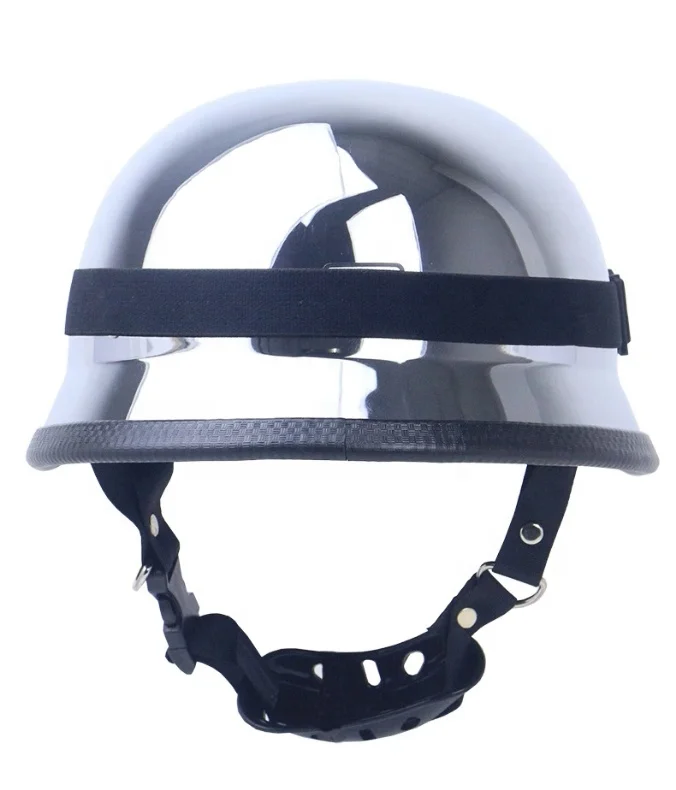 German Style Helmet Electroplating Chrom Silver Retro Motorcycle Outside Riding Half Face Helmet With Goggles