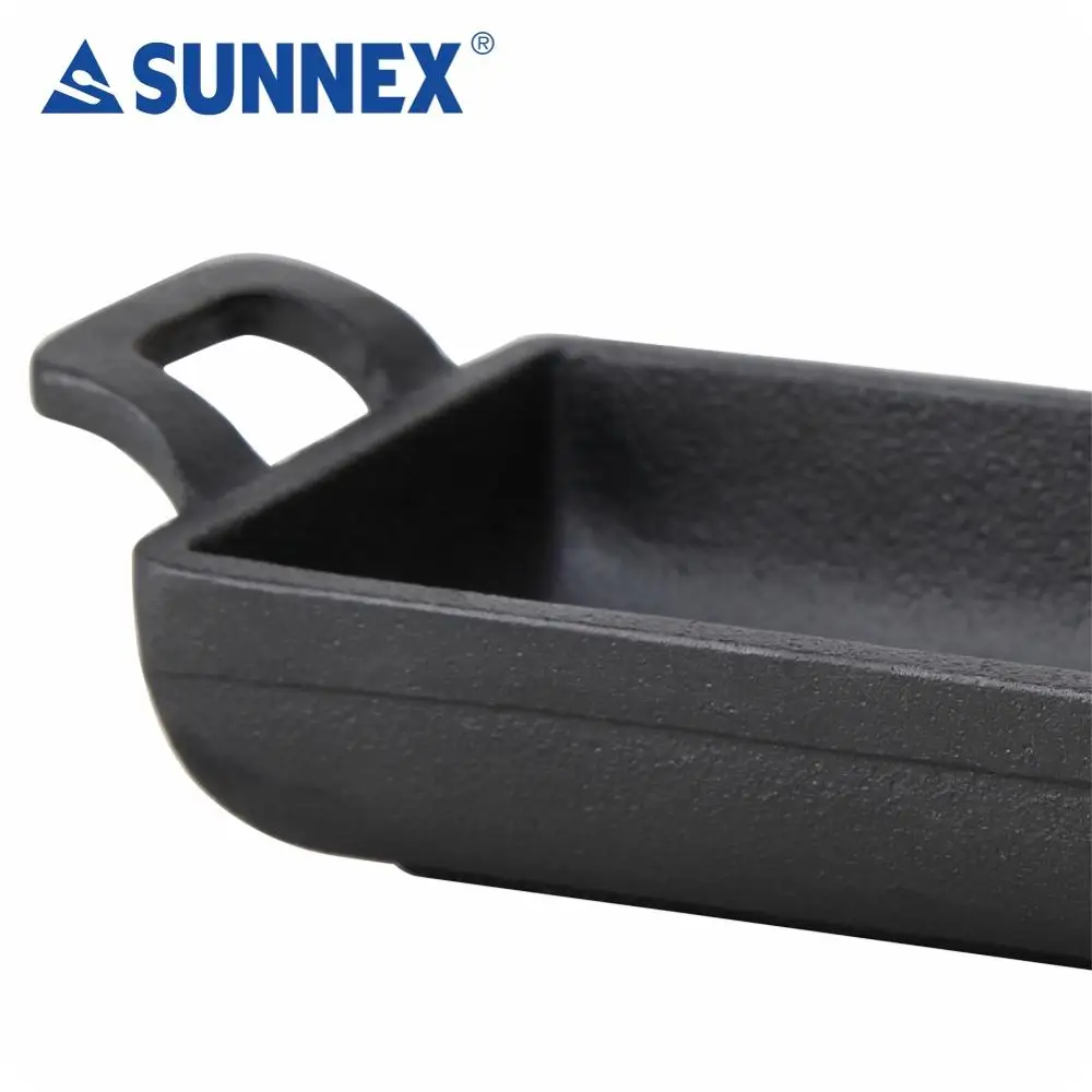 SUNNEX 2022 Hot Sale High Quality Cast Iron Cookware Square Frying Pan Deep Pan Black All Set Durable Fry Eggs Beef Breakfast