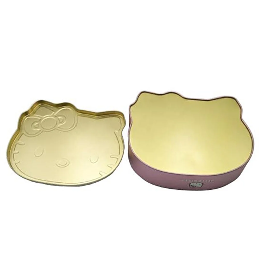 
Wholesales kitty cat head shape sweet candy tin box irregular shape metal tin container for christmas gifts packaging 