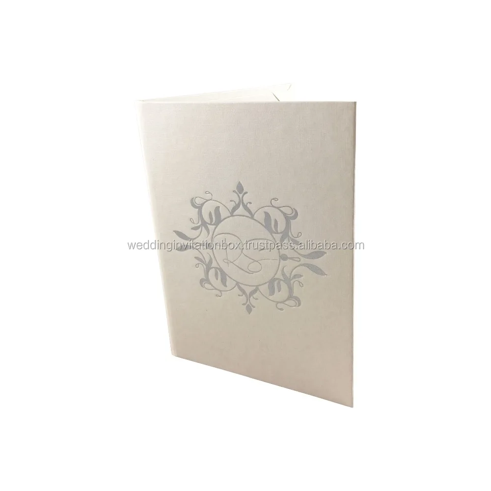 Plain Gold Silk Laminated Cardboard Wedding Invitation Gatefold Creation