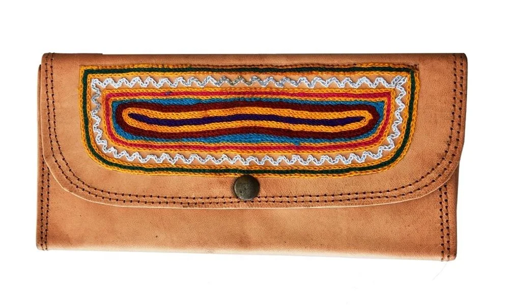 Real Leather Hand Embroidery Leather Coin Pouch Genuine Leather Purse Women Short Zipper Anti-theft Bohemian IN;27243 Wt-gata