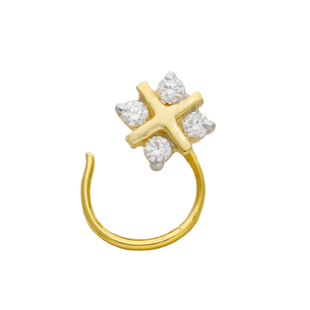 Indian 18kt Yellow Gold Diamond Nose Pin