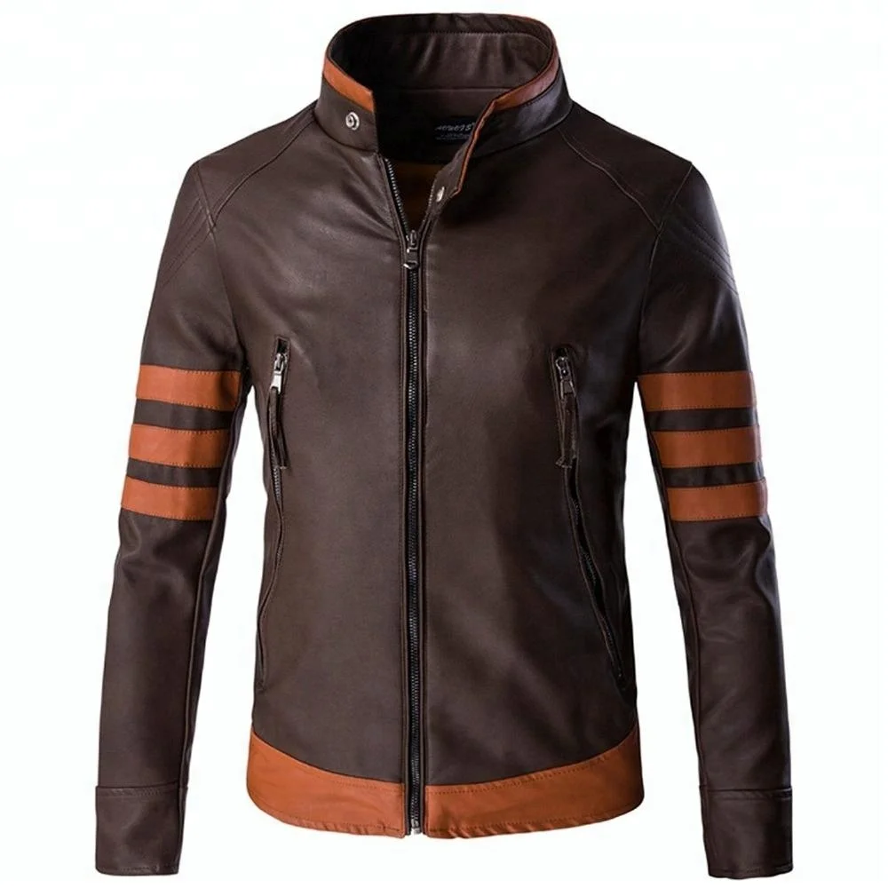 X-men origins wolverine slim fit genuine leather jacket motorcycle jacket