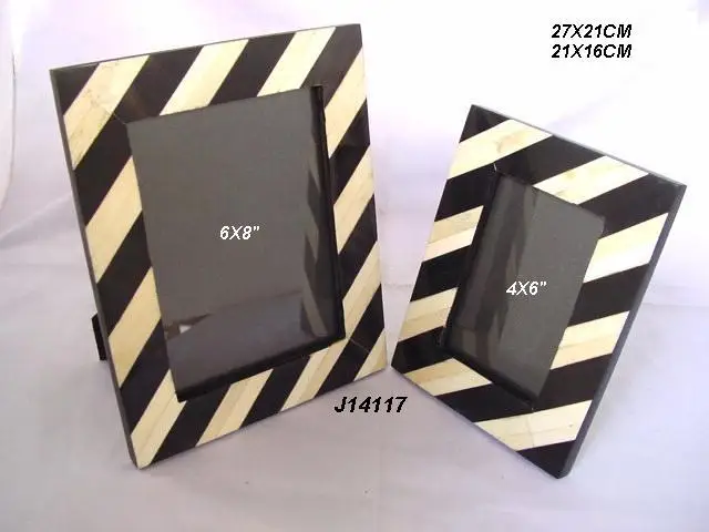 Bone Inlay  and Horn Inlay  Picture Photo Frame in Black and White Handmade Photo Frame  for Table Top Photo Frame and Wall