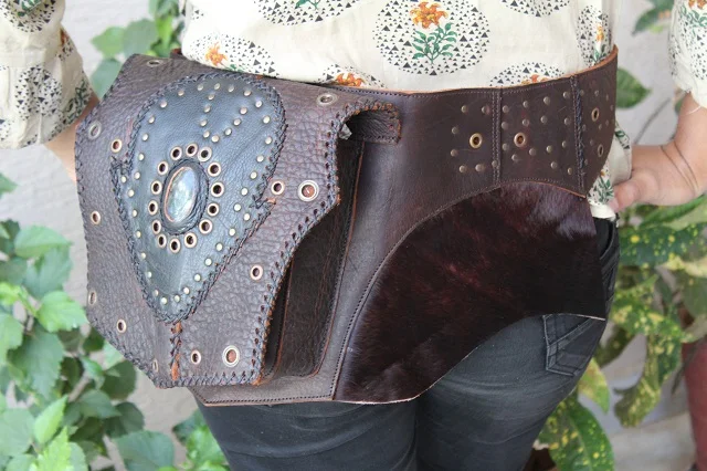 Real Genuine Leather Waist Pocket Belt Money Belt Unisex Waist Bags