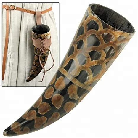 Viking Drinking Horn With Leather Holder