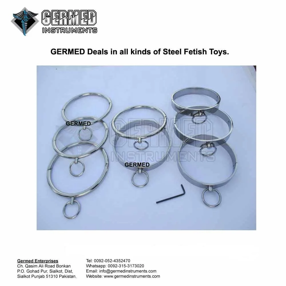 Professional Bondage Fetish Flat Steel Slave Collar / Steel Collar BDSM Toys