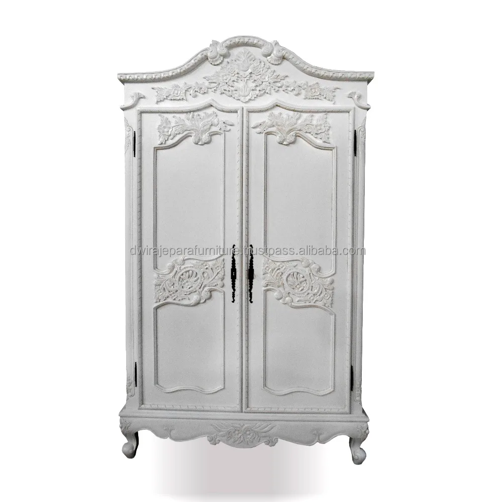 Home Furniture Wardrobe Rococo Style - White French Furniture Wardrobe Indonesia