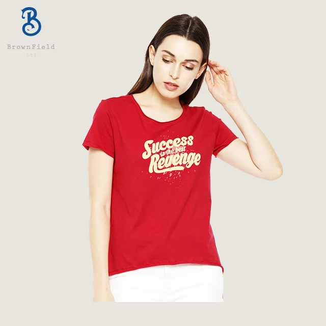 Woman High Quality Slim Fit Comfortable Bangladesh Manufacturer Short Sleeve Custom Screen Printing 100% Cotton Women T- Shirts
