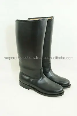 High Quality 100% Genuine Leather WW2 Jack Boots Lace-Up Closure Flat & Design Height Increasing Feature Custom Logo Embroidery