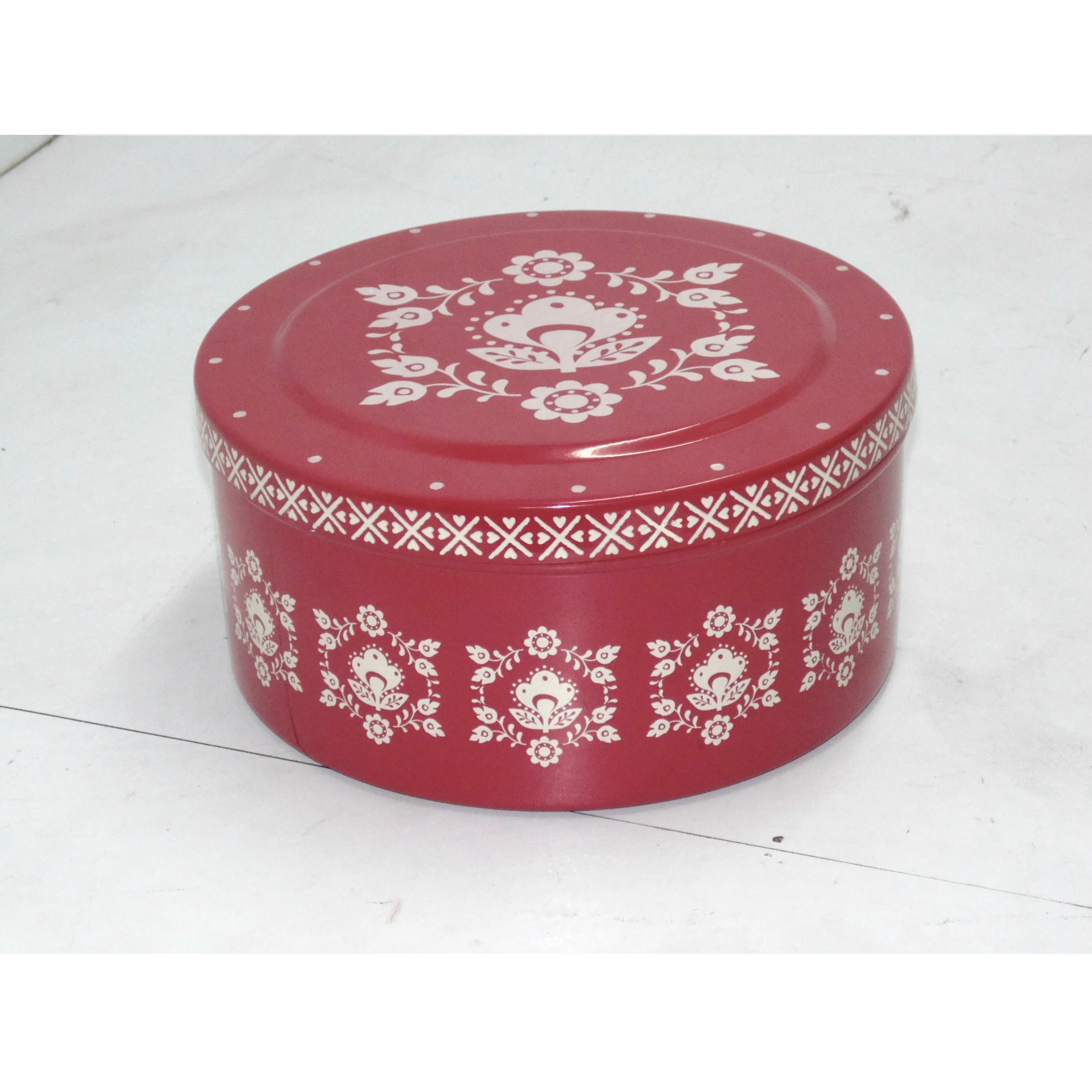 Decorative Round Shape Hammered with Copper antique high quality metal tin container boxes
