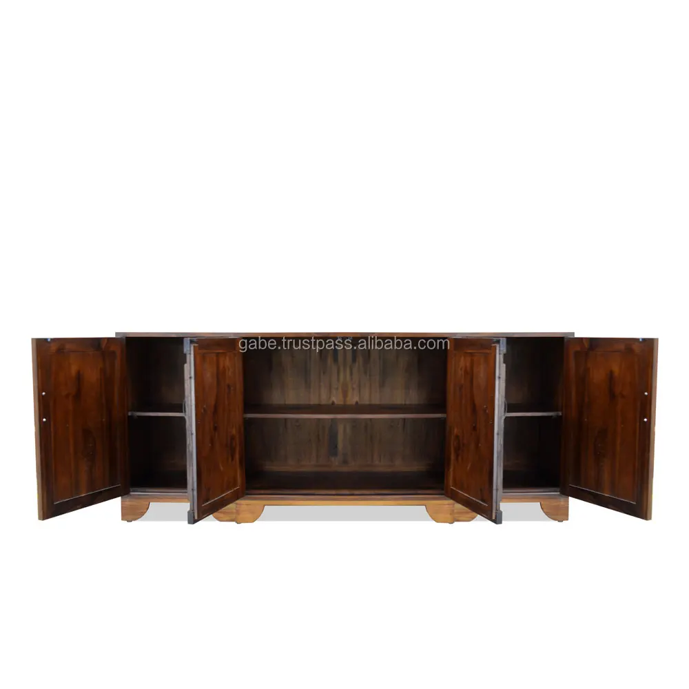 Buffet Console Brazil 4 Doors Natural Teak Wood Furniture