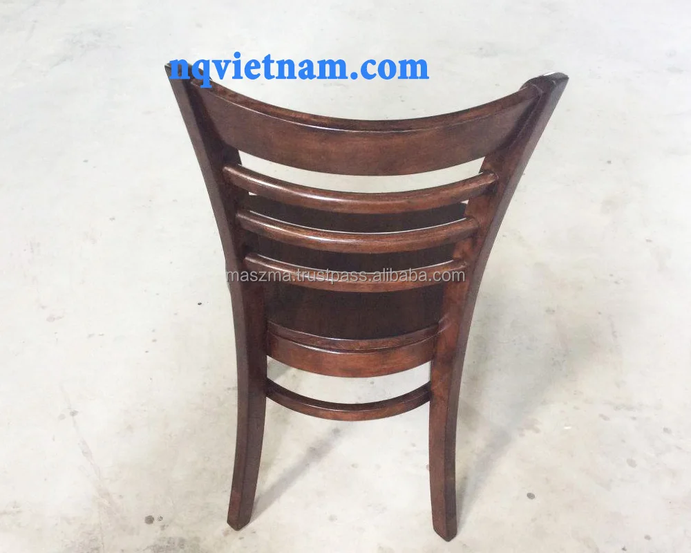 
LADDER BACK CHAIR WITH BLACK PU SEAT-RUBBER WOOD WALNUT COLOR 