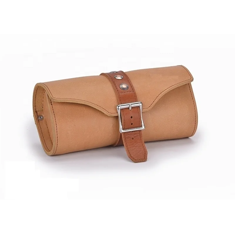 OEM Logo Leather Bike Frame Seat Storage Bicycle Saddle Bag Honey